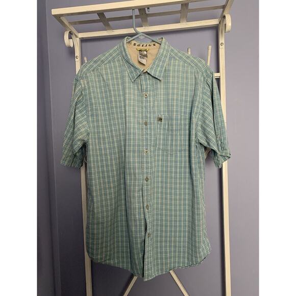 The North Face A5 Series Short Sleeve Button Shirt Mens Blue Plaid Cotton LG - Picture 1 of 7